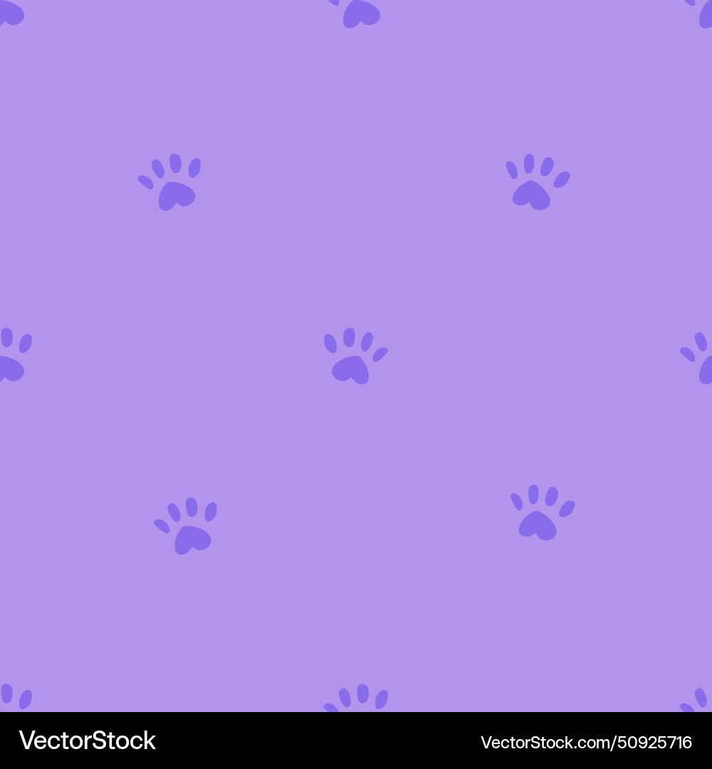 Simple seamless pattern with paw print on violet Simple seamless pattern with paw print on violet Vector Image