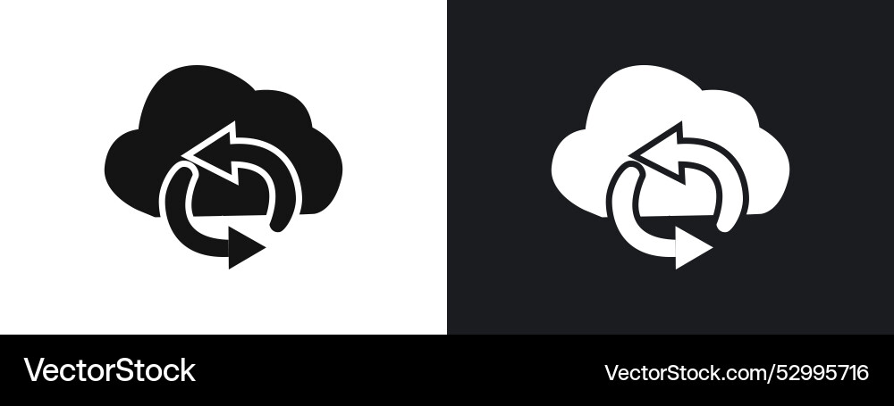 Synchronization icon linear graphics set in black vector image