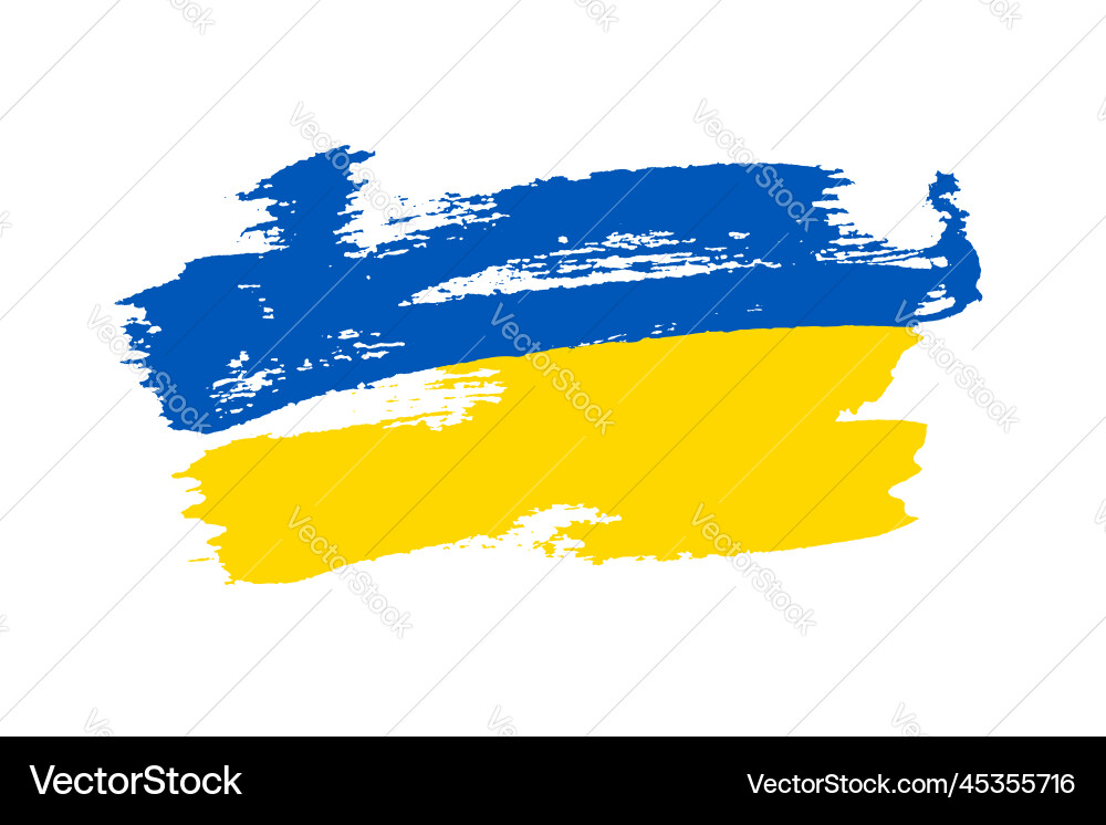 Ukrainian grunge texture flag stylized brush vector image