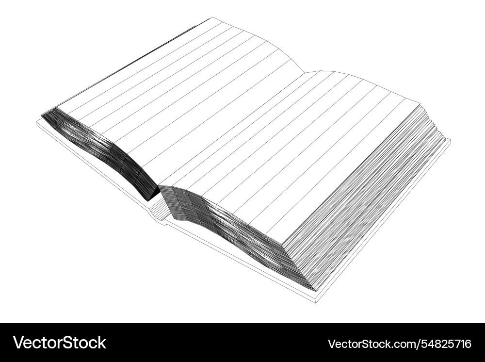 Wireframe of an open book made black lines Wireframe of an open book made black lines Vector Image