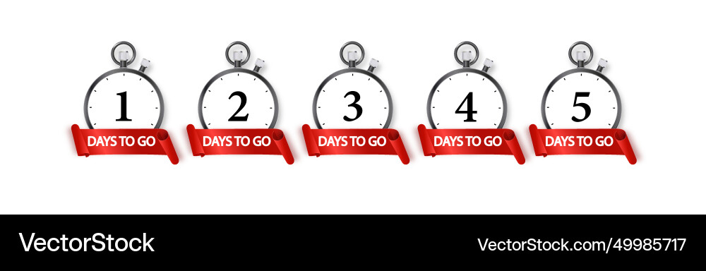 1 days to go icon set countdown of remaining vector image