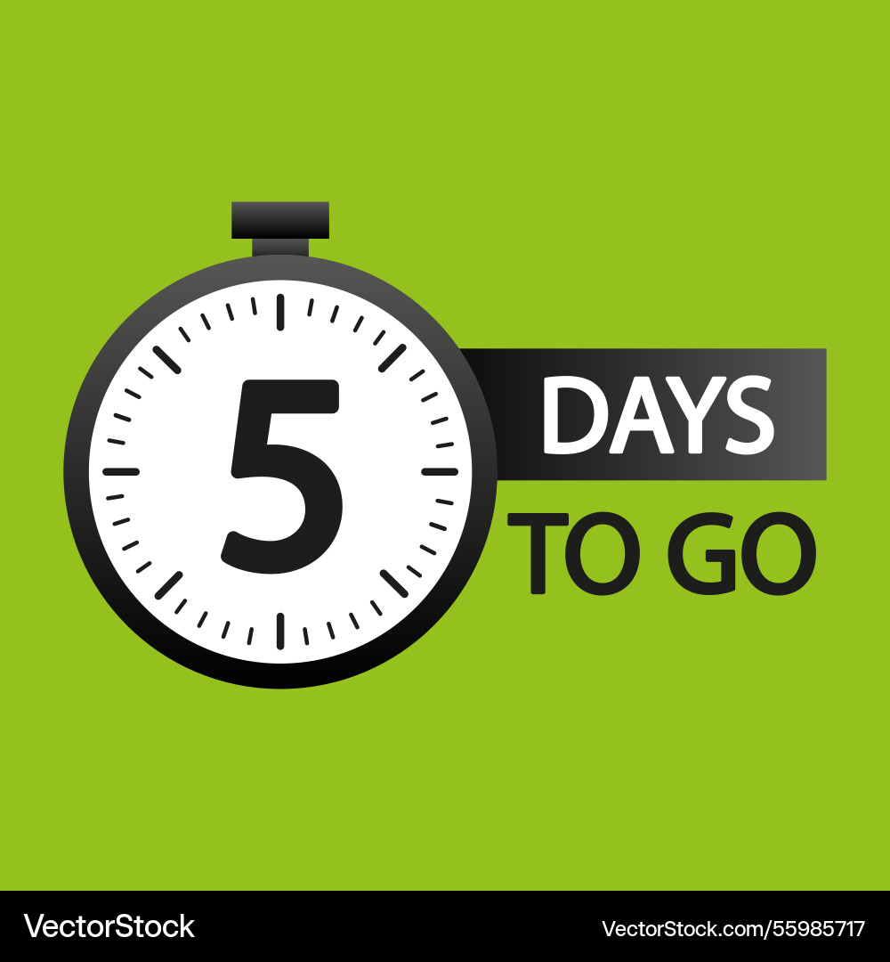 5 days countdown number five timer clock symbol Vector Image