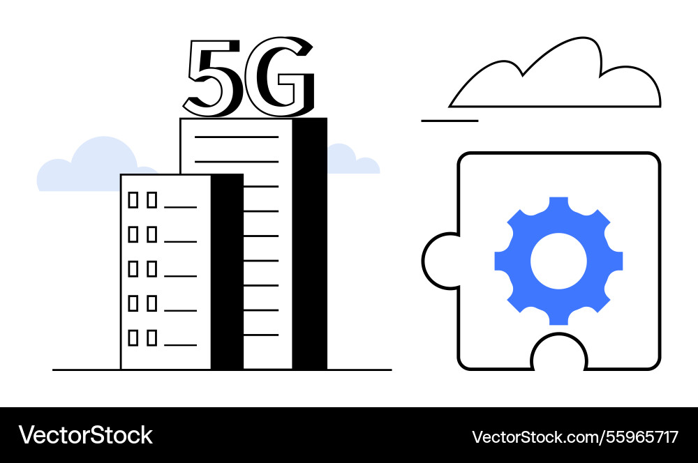5g building network and cloud integration 5g building network and cloud integration vector image