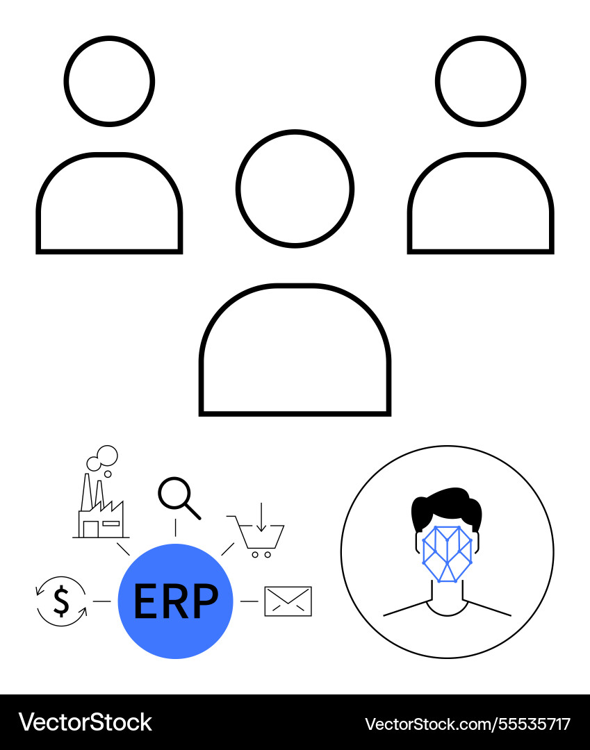 Erp integration with user management and ai Vector Image