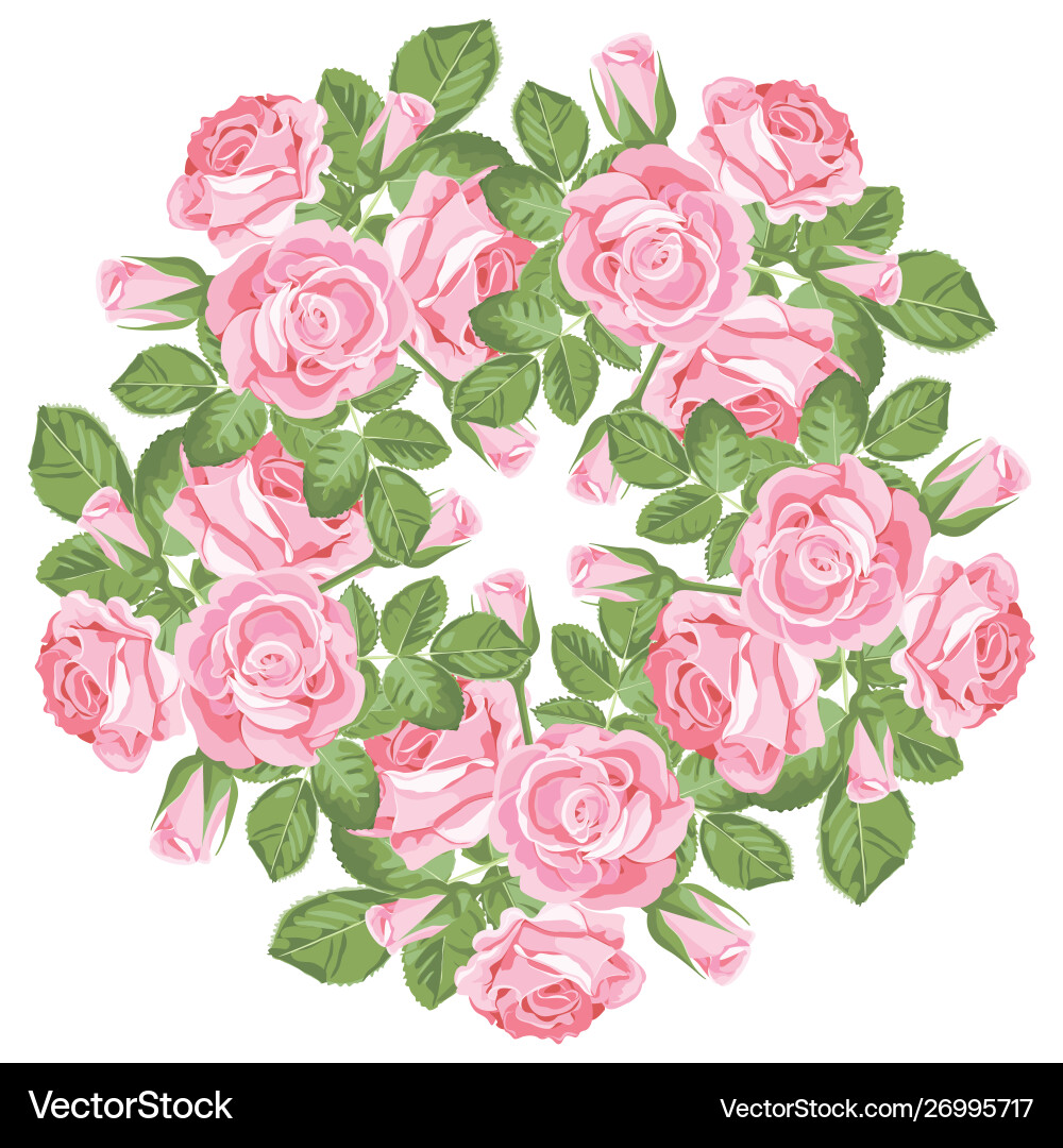 Floral round pattern on white background Vector Image