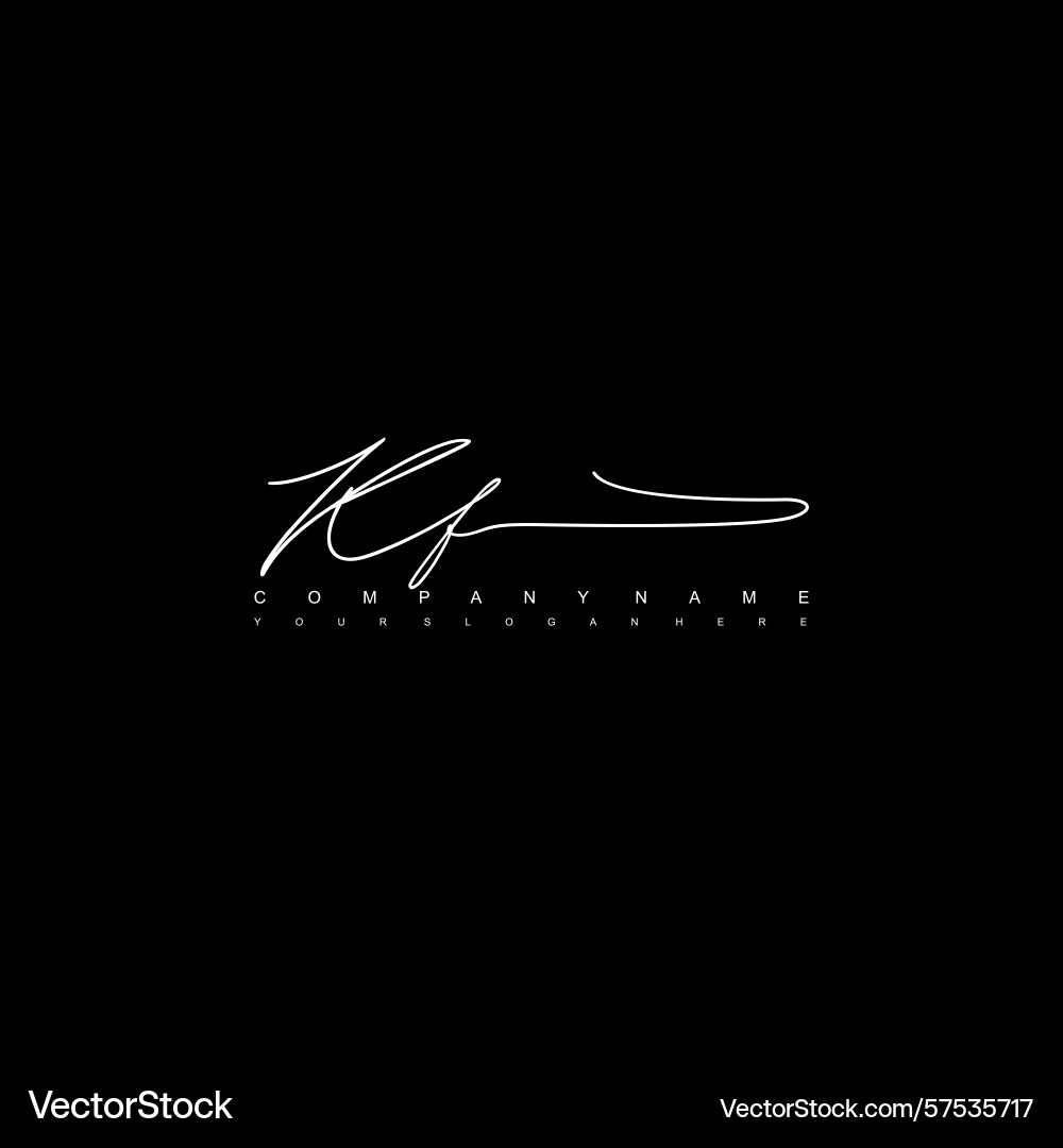 Minimal signature logo design with kf initials Minimal signature logo design with kf initials Vector Image