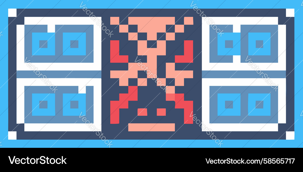 Pixel QR Code Interface Vector Image