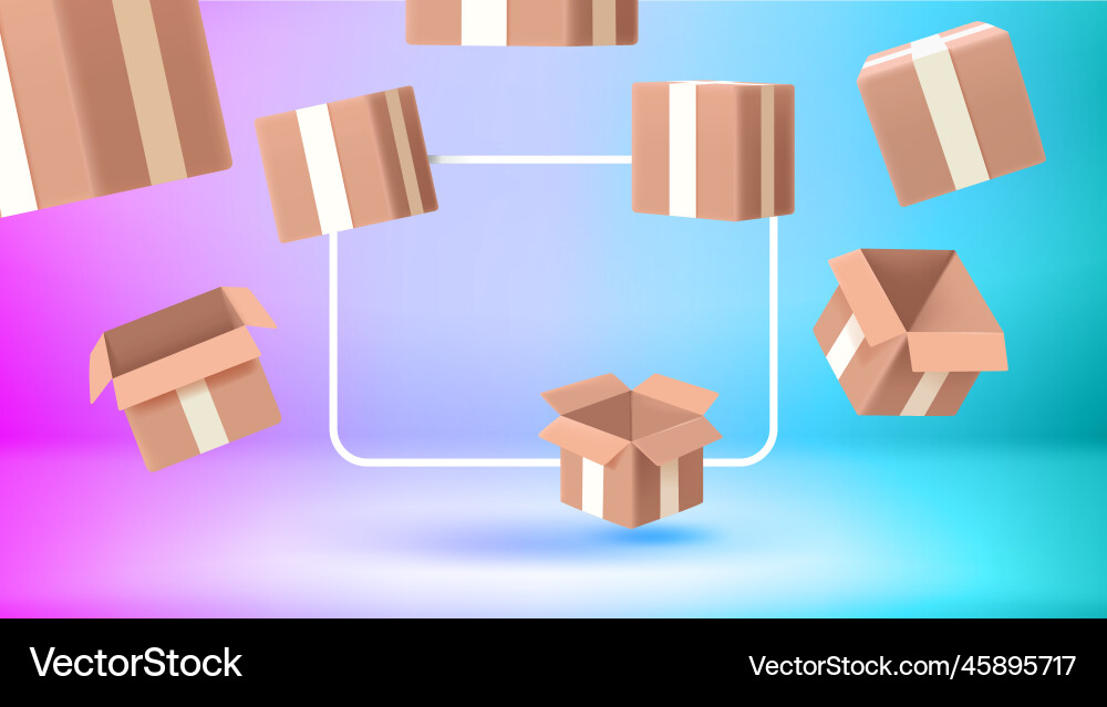 Poster template with boxes and empty frame new Vector Image
