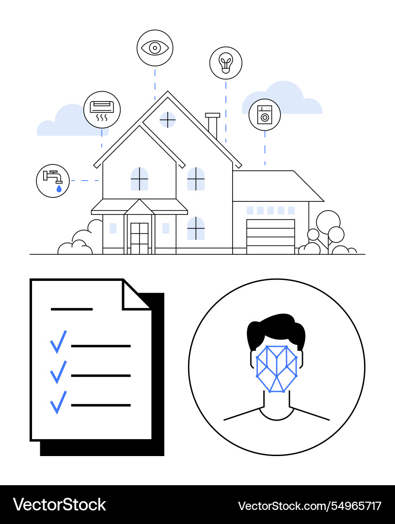 Smart home system with facial recognition and iot Smart home system with facial recognition and iot vector image