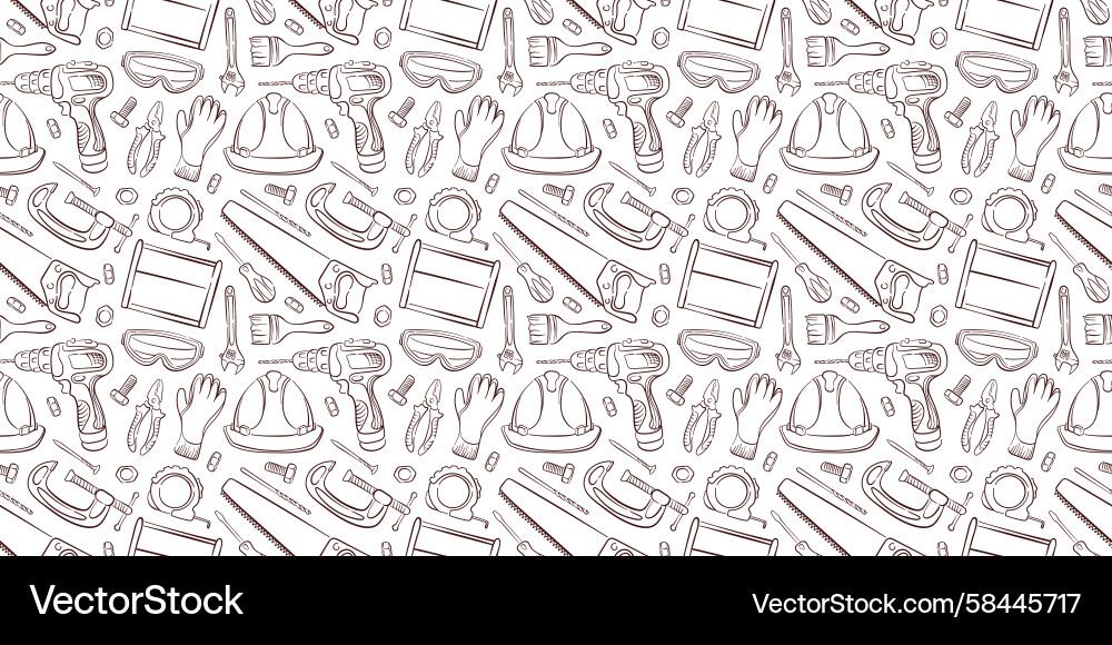 Tool Hardware Seamless Pattern Vector Image