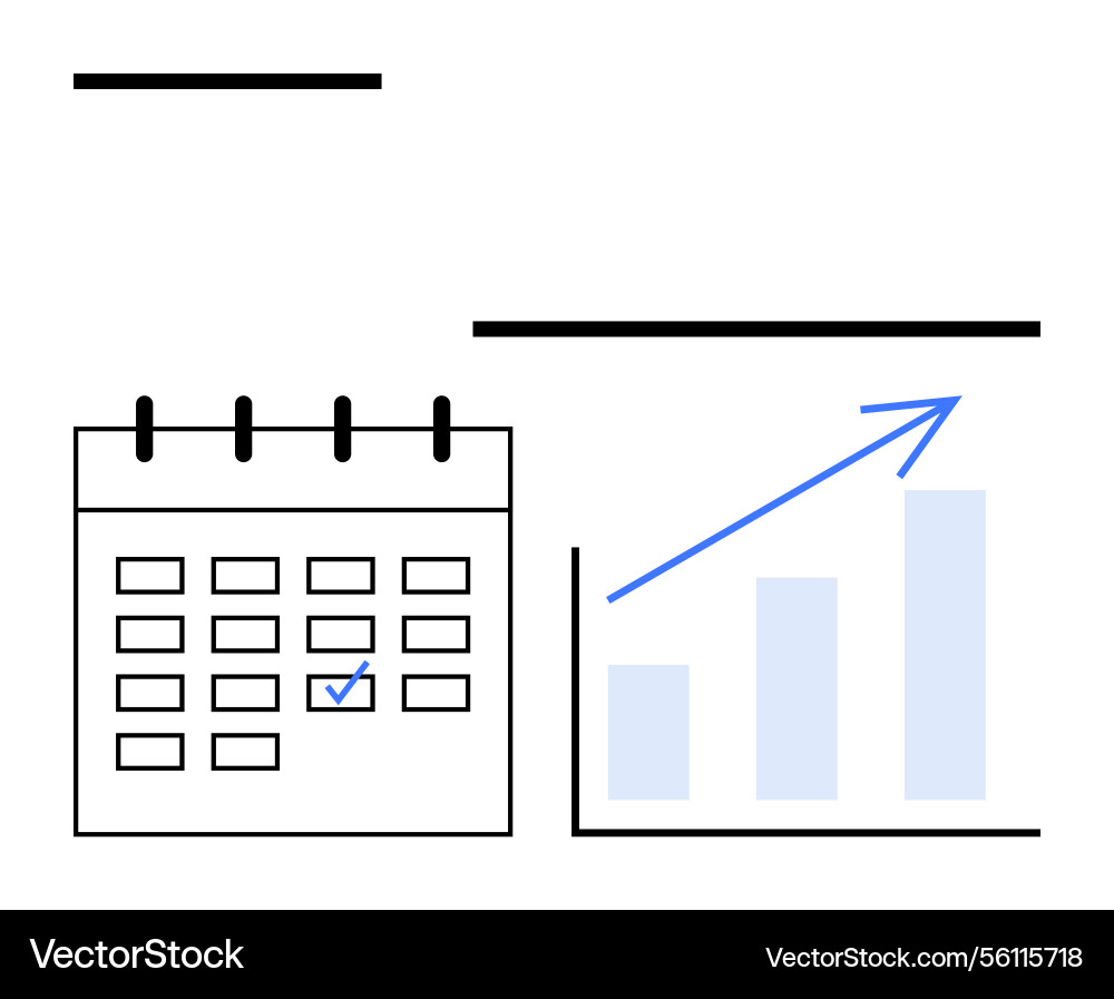 Calendar scheduling and rising bar chart Calendar scheduling and rising bar chart vector image