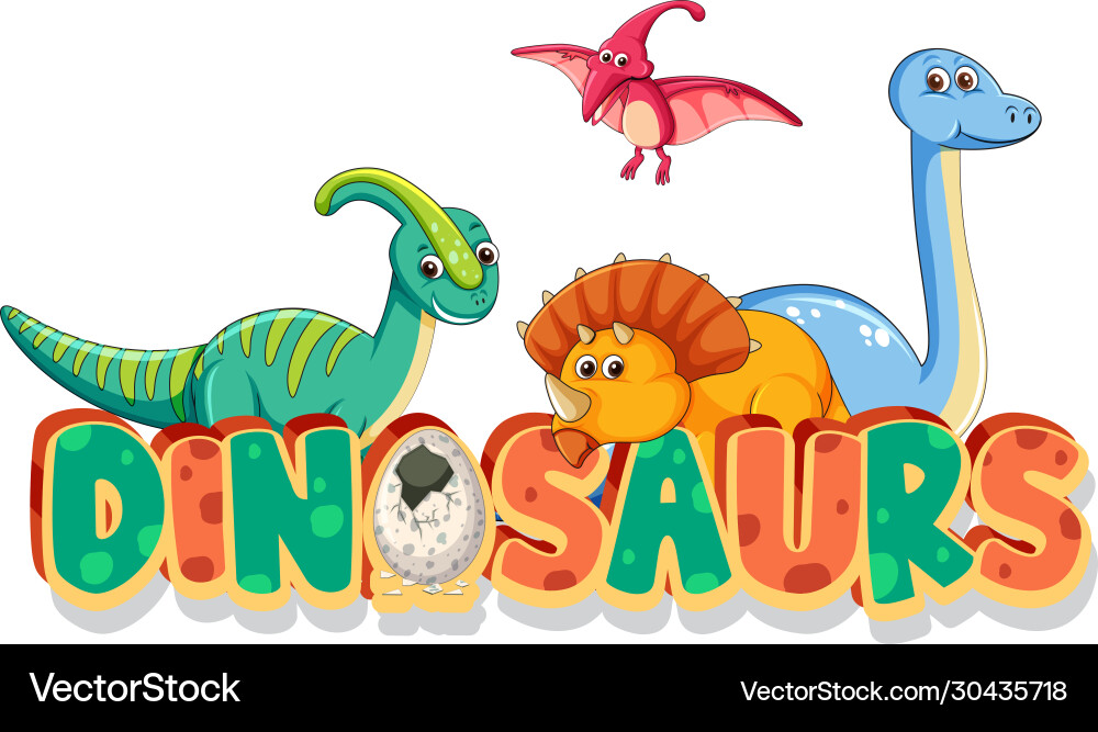 Font design for word dinosaurs with many types Font design for word dinosaurs with many types vector image