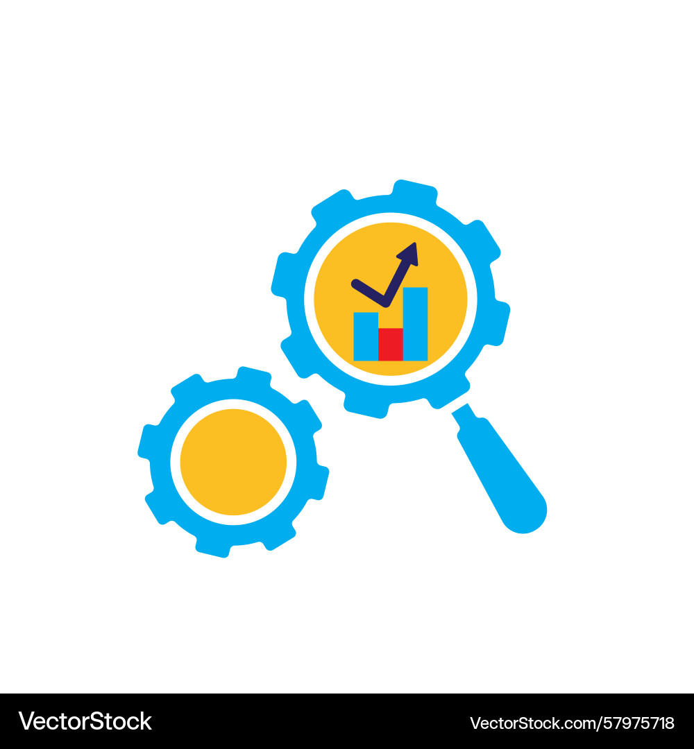 Marketing icon automated analysis magnifying Marketing icon automated analysis magnifying Vector Image