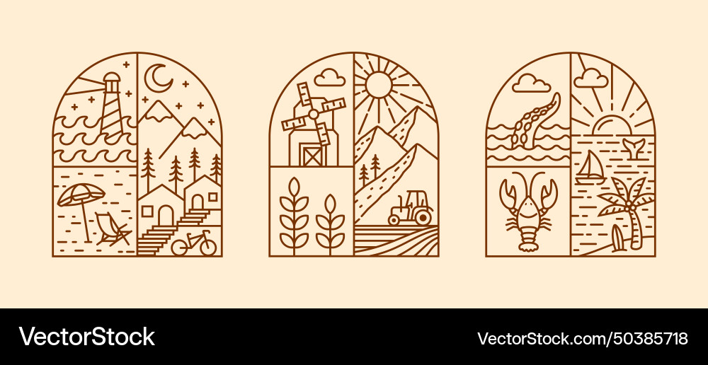 Natural view in the form of a window Natural view in the form of a window Vector Image