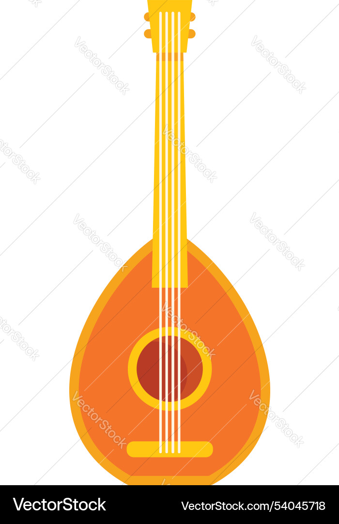 Orange lute string instrument standing up Orange lute string instrument standing up Vector Image