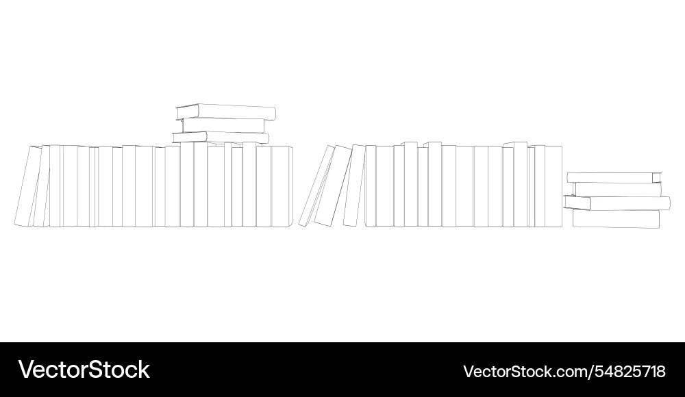 Outline of many books standing in a row Vector Image
