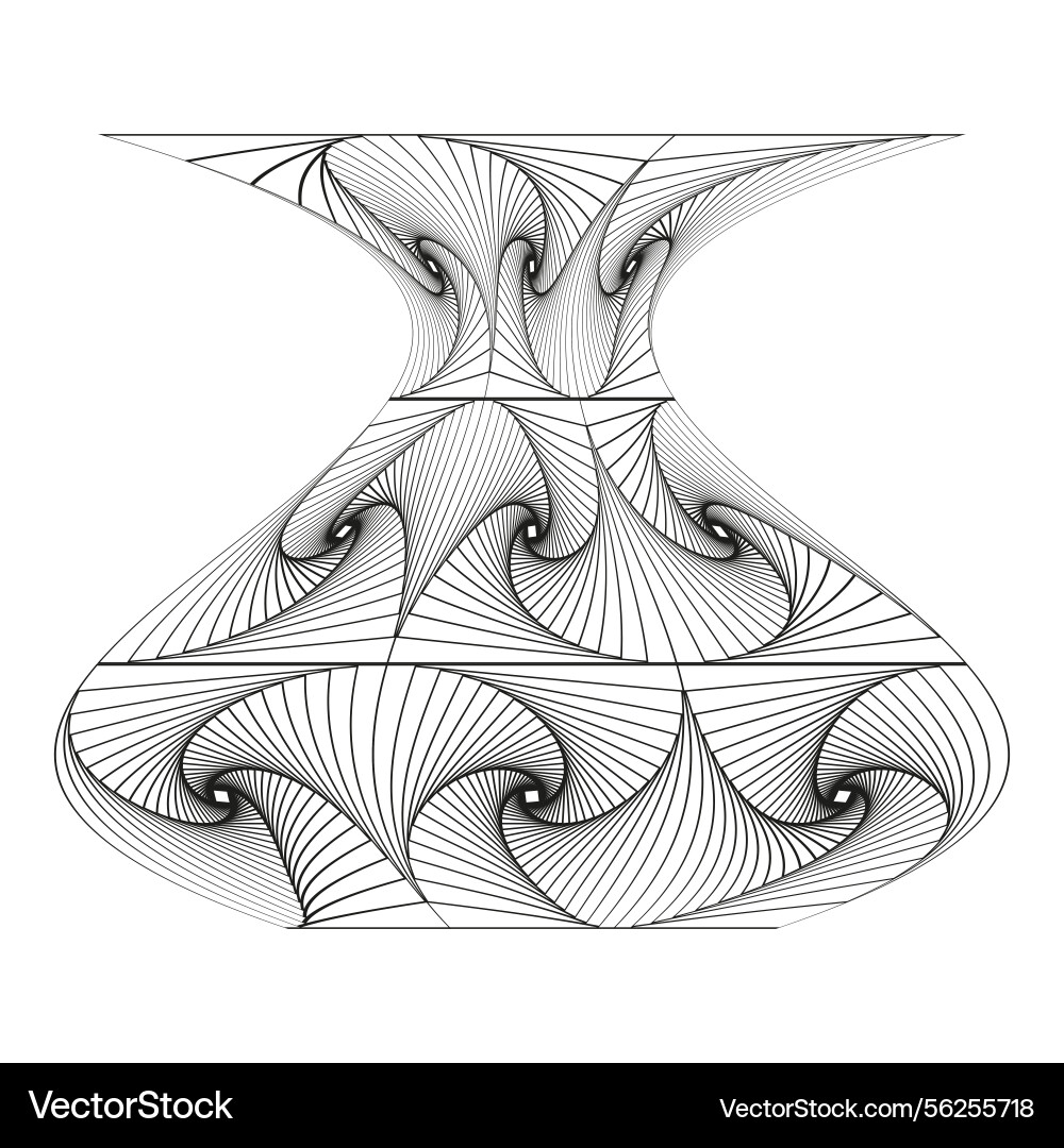 Swirling vase shape twisted line structure Vector Image