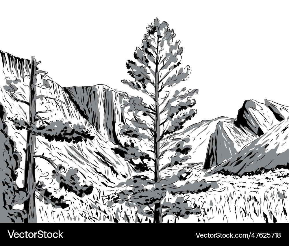 Wawona tunnel vista view of yosemite national Wawona tunnel vista view of yosemite national vector image