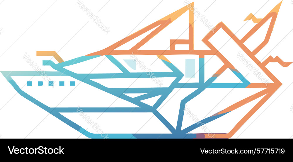 Abstract geometric ship structure outline design vector image