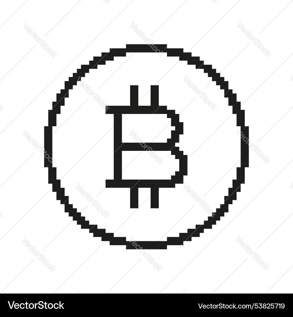 Bitcoin line icon in pixel art digital currency – Royalty-Free Vector |  VectorStock