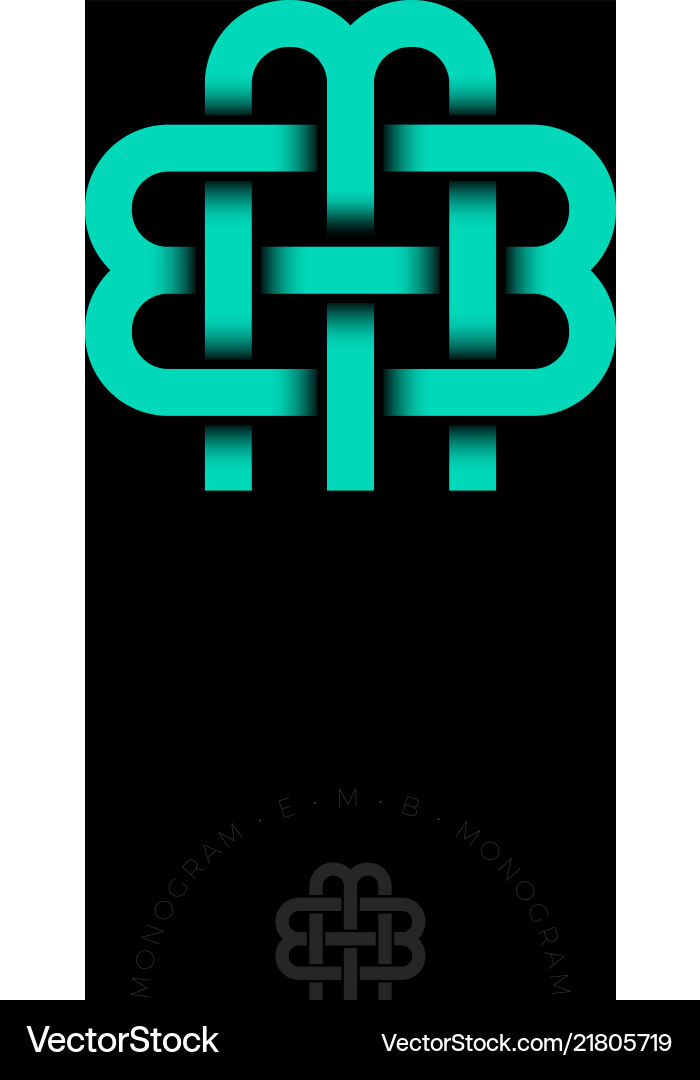E, M, B Monogram - Azure Lines vector image