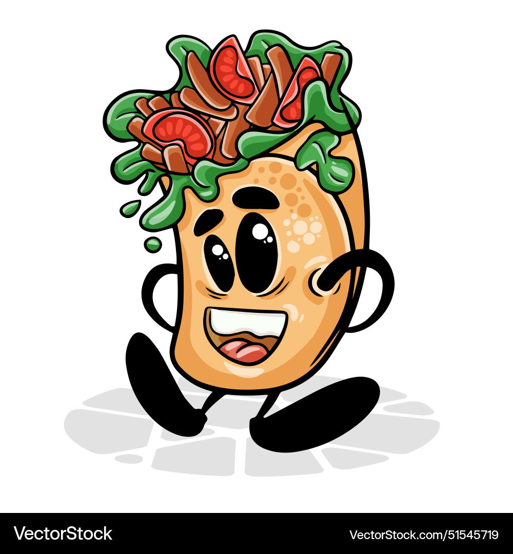 Kebab funnny cartoon character isolated background Kebab funnny cartoon character isolated background Vector Image