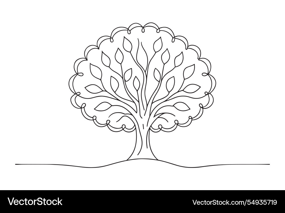 Lime tree isolated continuous line art flat Vector Image