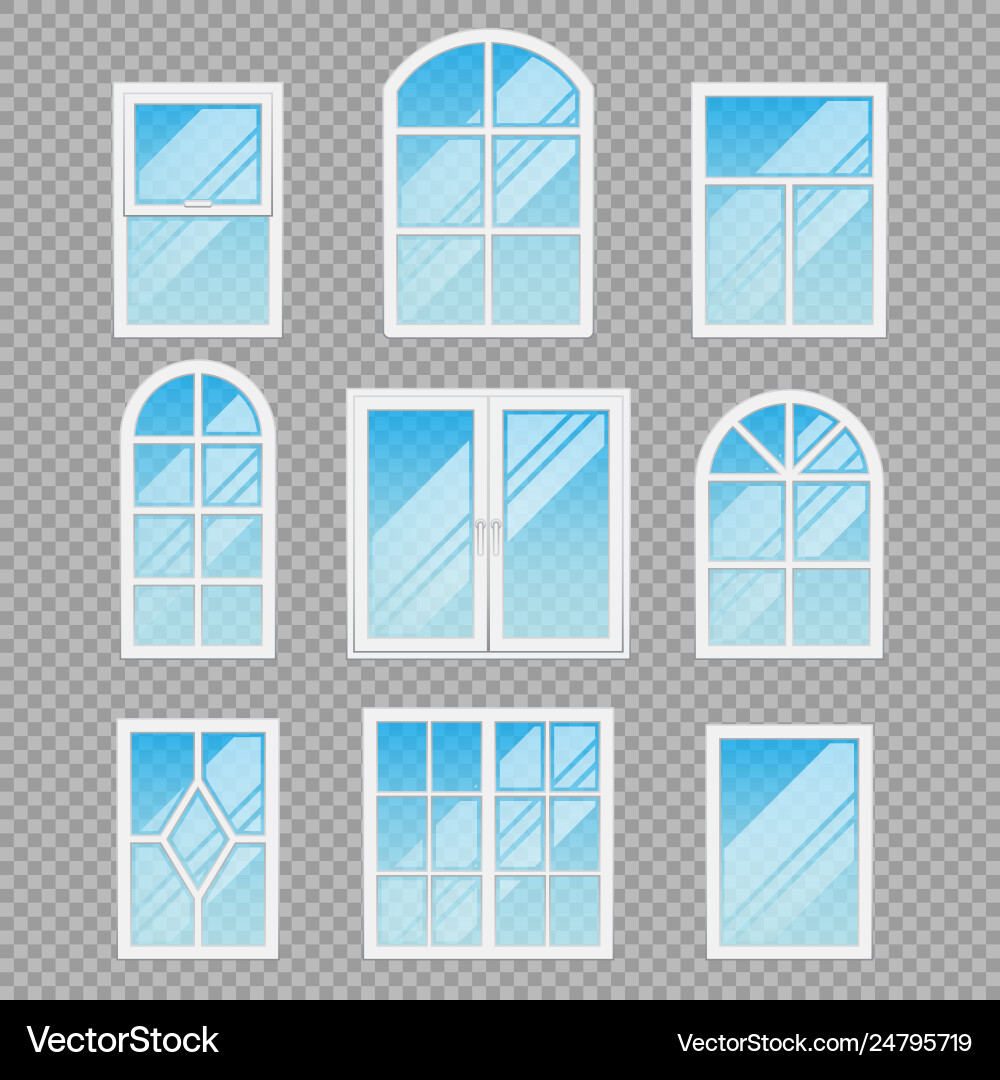 Modern transparent windows different forms vector image