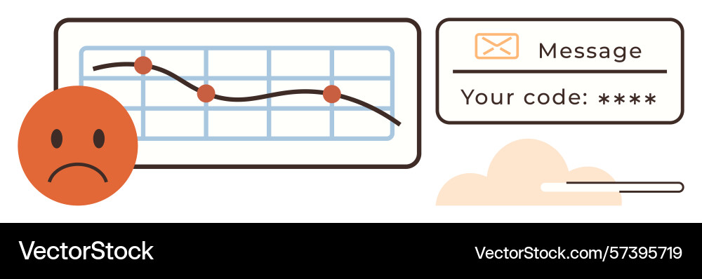 Negative trend with sad face indicator and secure Negative trend with sad face indicator and secure vector image
