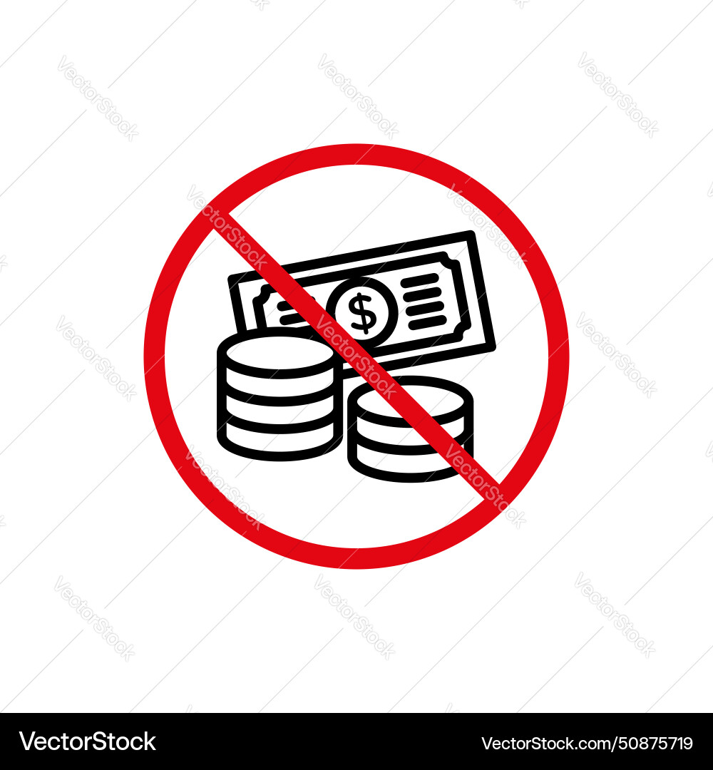 No cash sign icon set dont pay money No cash sign icon set dont pay money vector image