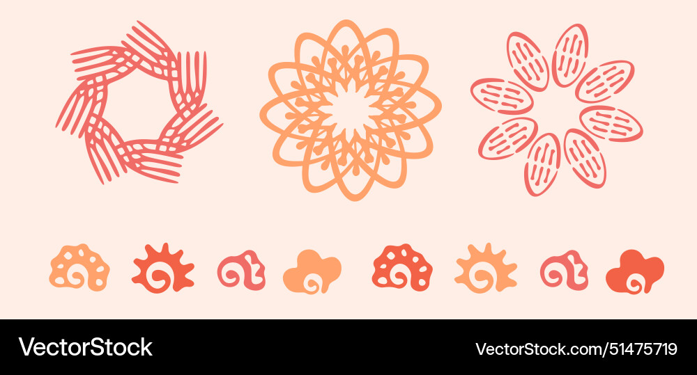 Peach fuzz botanical set texture motif vector image