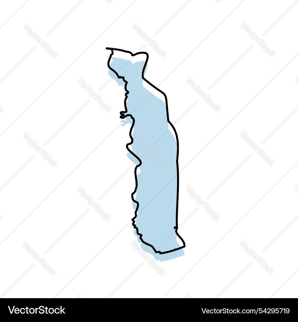 Togo map with body and outline isolated Vector Image