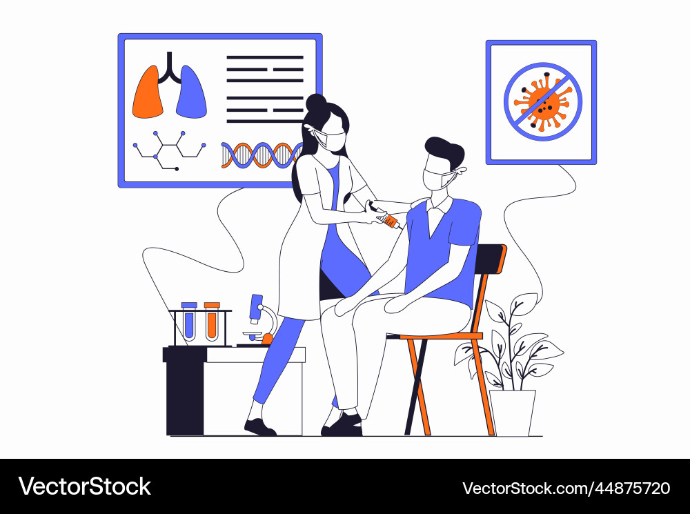 Coronavirus concept with people scene in flat Coronavirus concept with people scene in flat vector image