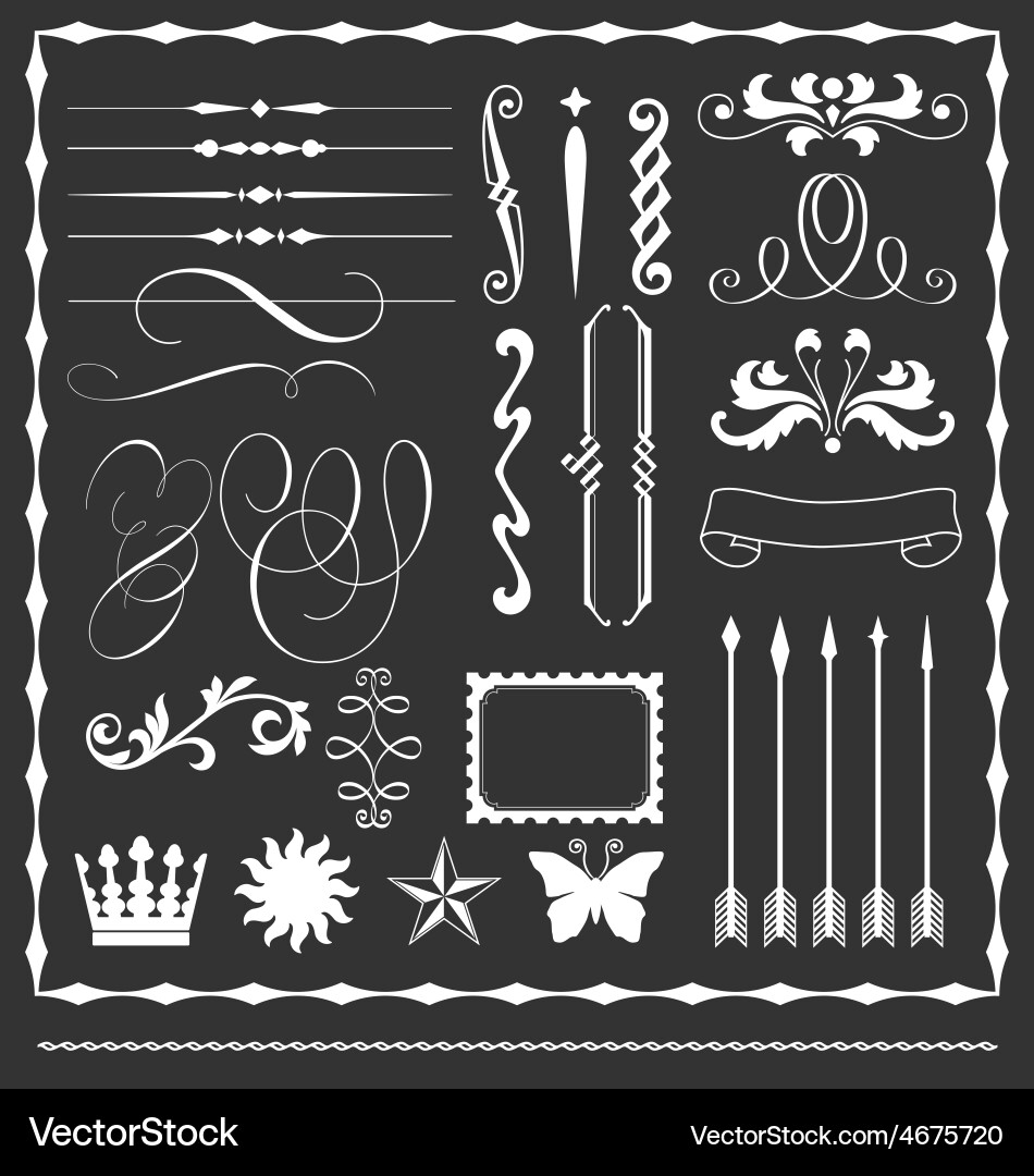 Elegant Line Art Border Elements vector image