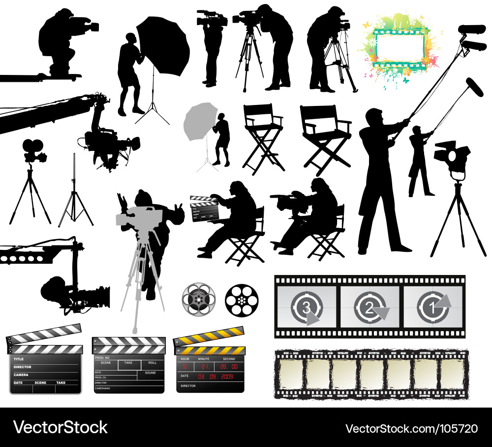 Film Crew and Camera Equipment Vector Image