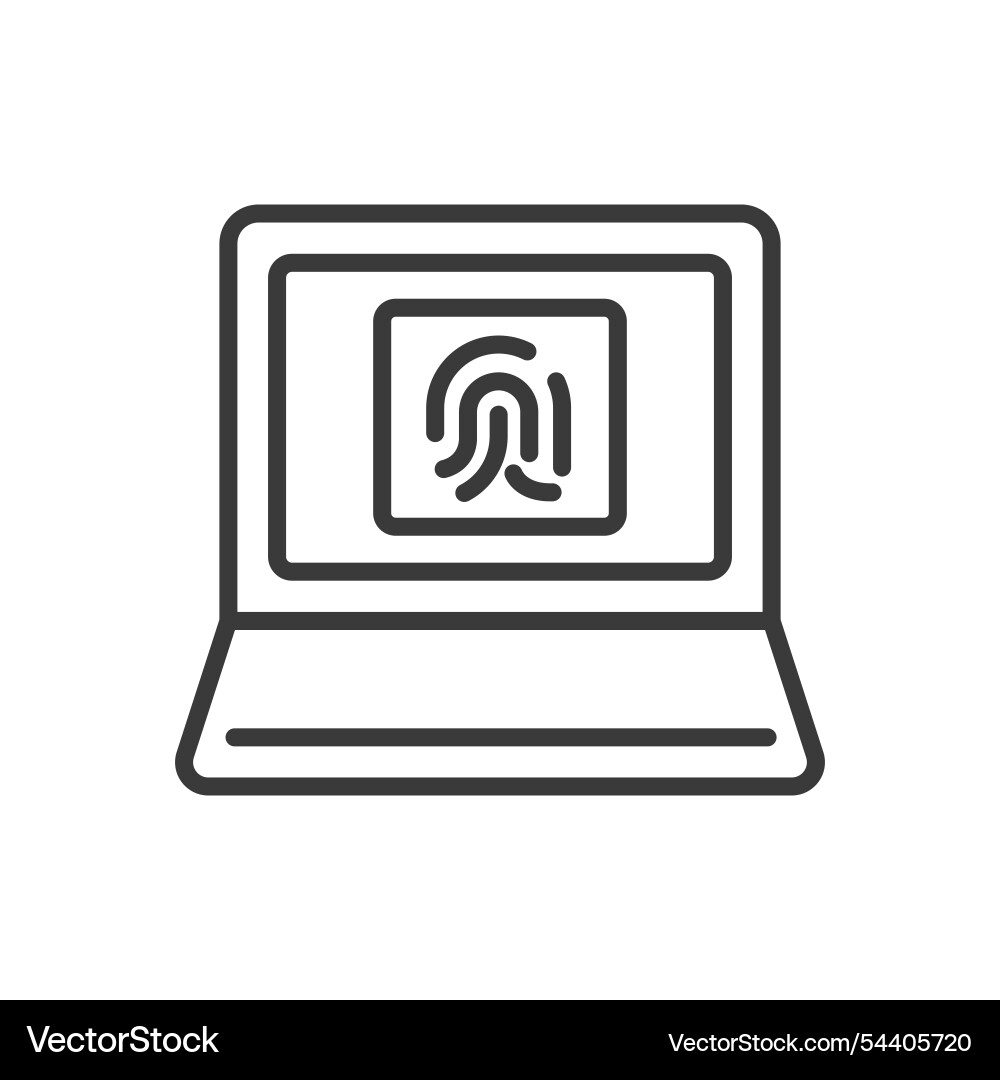 Laptop fingerprint lock icon in line design Laptop fingerprint lock icon in line design vector image