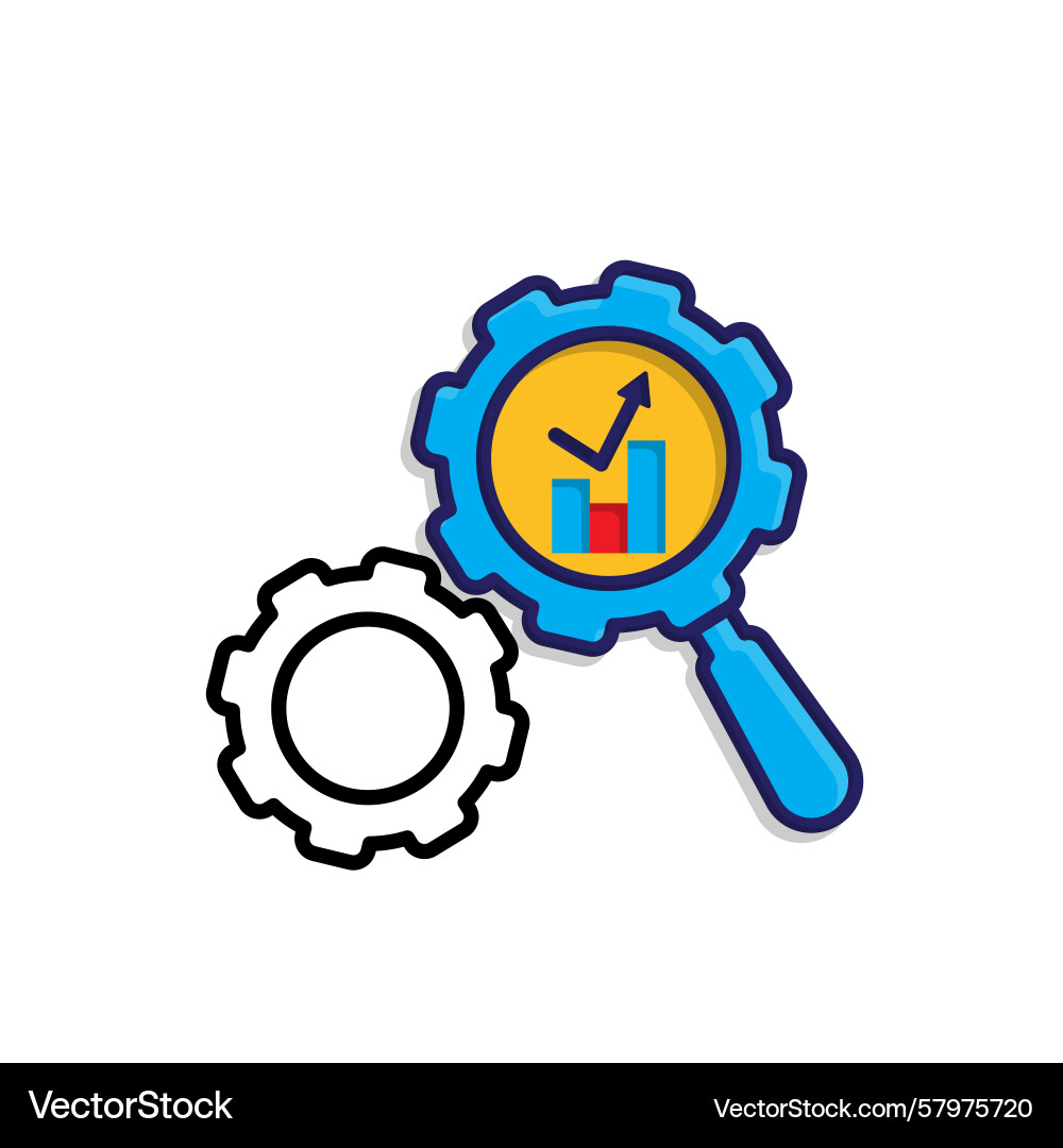 Marketing icon automated analysis magnifying Marketing icon automated analysis magnifying Vector Image