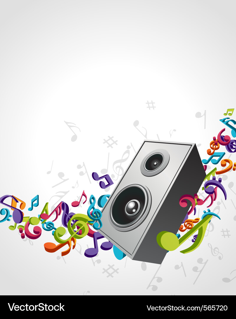 Music Speaker Background with Notes Vector Image