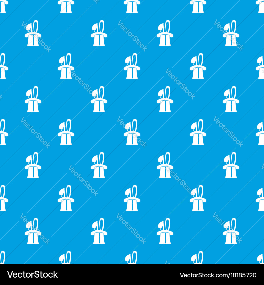 Rabbit appearing from a top magic hat pattern vector image