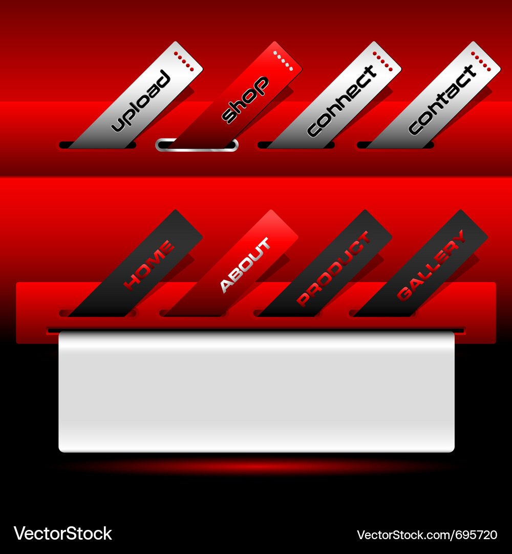 Red buttons ticket website menu Vector Image
