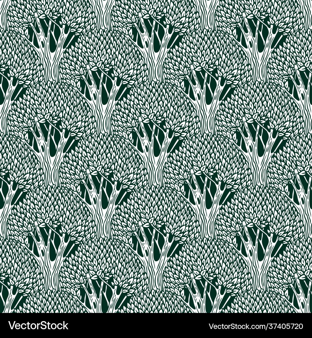 Seamless pattern with stylized old deciduous trees Seamless pattern with stylized old deciduous trees vector image
