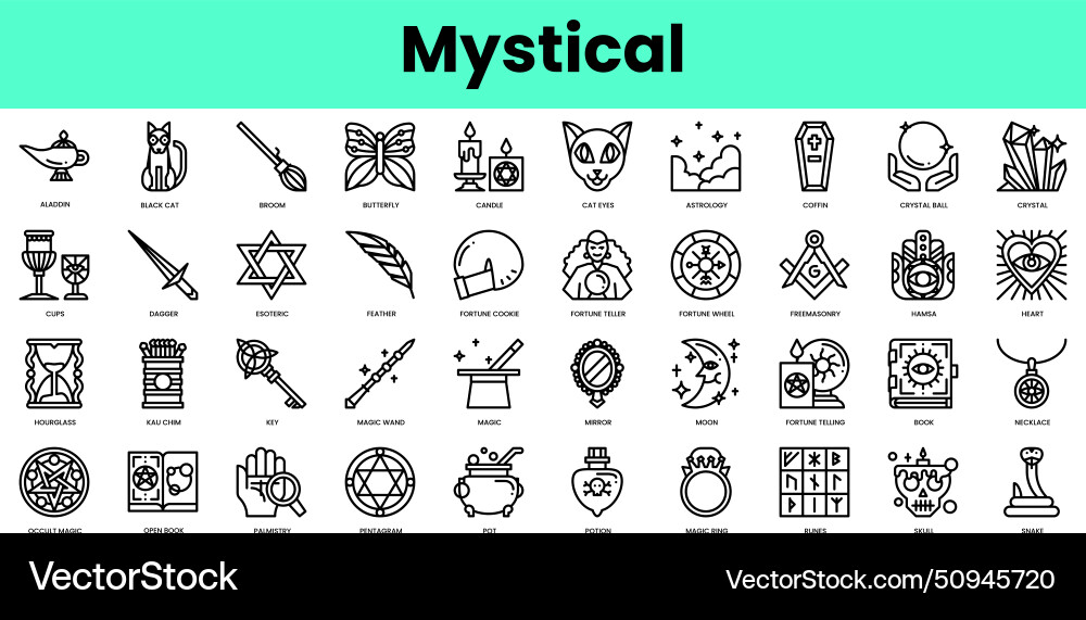 Set of mystical icons linear style icon bundle Vector Image