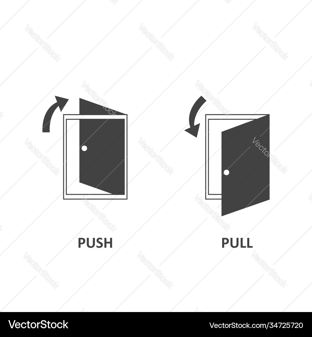 Set open door push icon and pull Vector Image