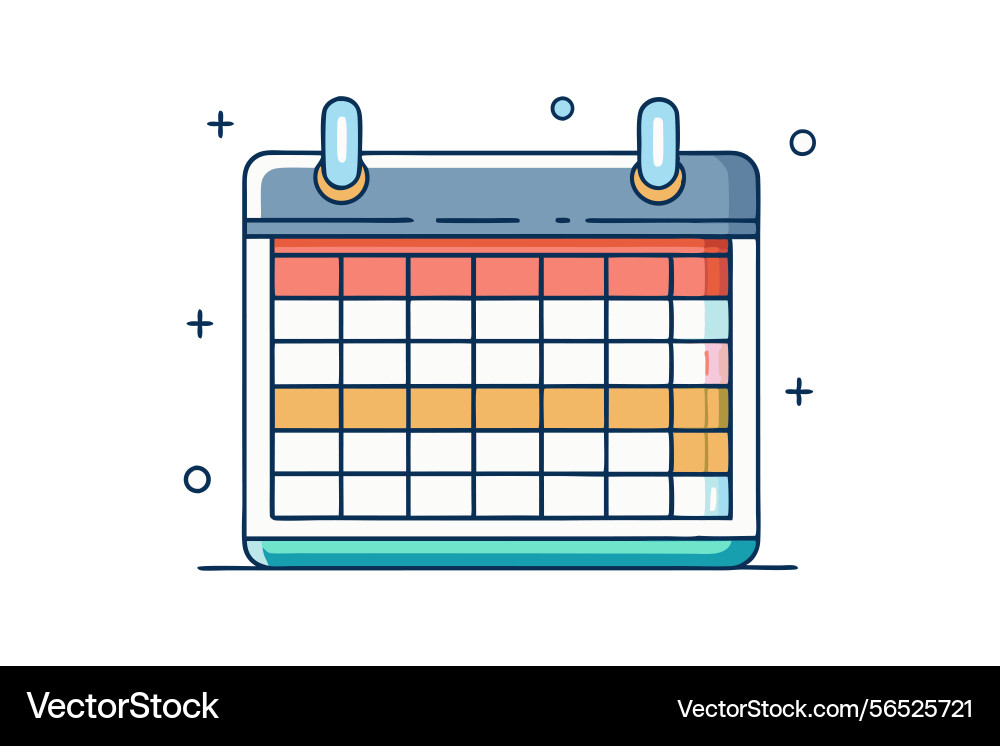 Calendar with colorful blocks for easy scheduling Calendar with colorful blocks for easy scheduling vector image
