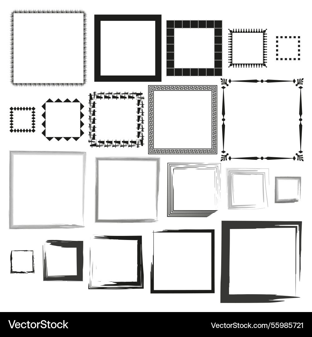 Decorative frame set various square styles Decorative frame set various square styles vector image
