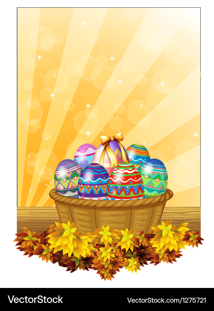 Easter eggs in a basket Royalty Free Vector Image