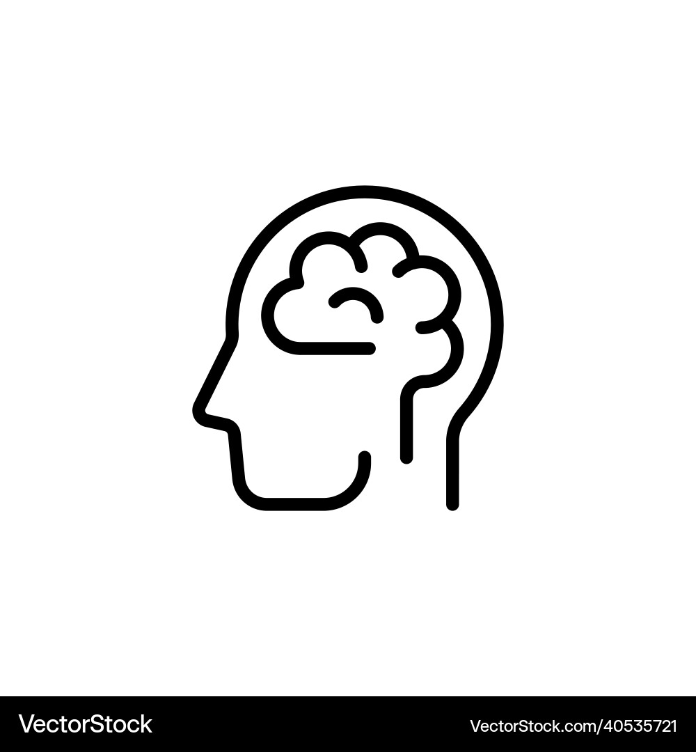 Editable Brain Icon - Line Art – Royalty-Free Vector | VectorStock, image size:1000x1080