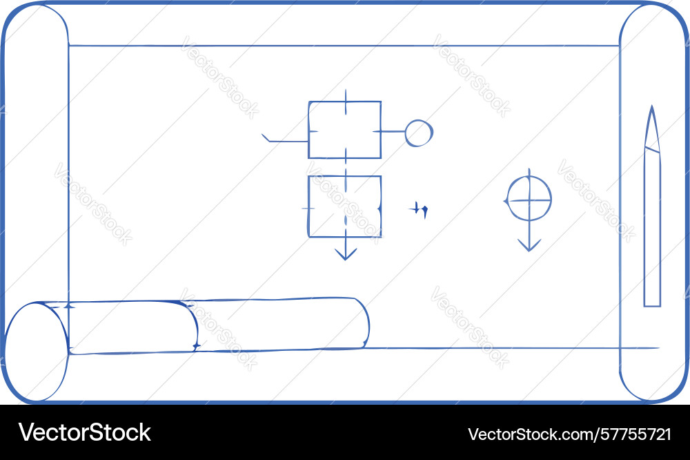 Engineering blueprint scroll for technical vector image