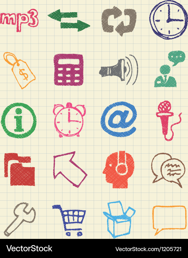Hand-Drawn Network & Web Icons vector image