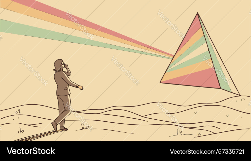 Light spectrum through a prism and observer vector image